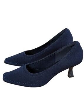 Cosy Island RefinEdge Square Toe Heeled Pump Navy Size 8